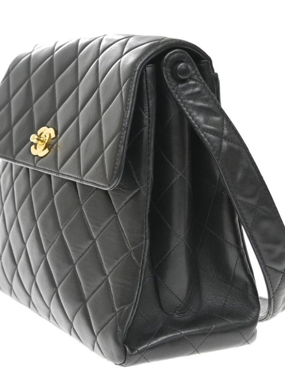 CHANEL CC Logo Matelasse Shoulder Bag Leather Black GHW France Vintage - Picture 2 of 16